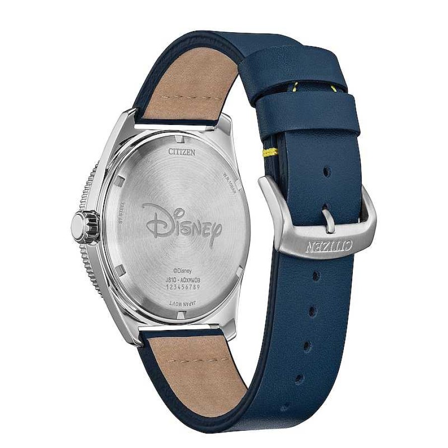 Citizen Citizen Eco-Drive® Disney Donald Duck With Shark Blue Leather Strap Watch With Blue Dial (Model: Aw1790-05W) Watches