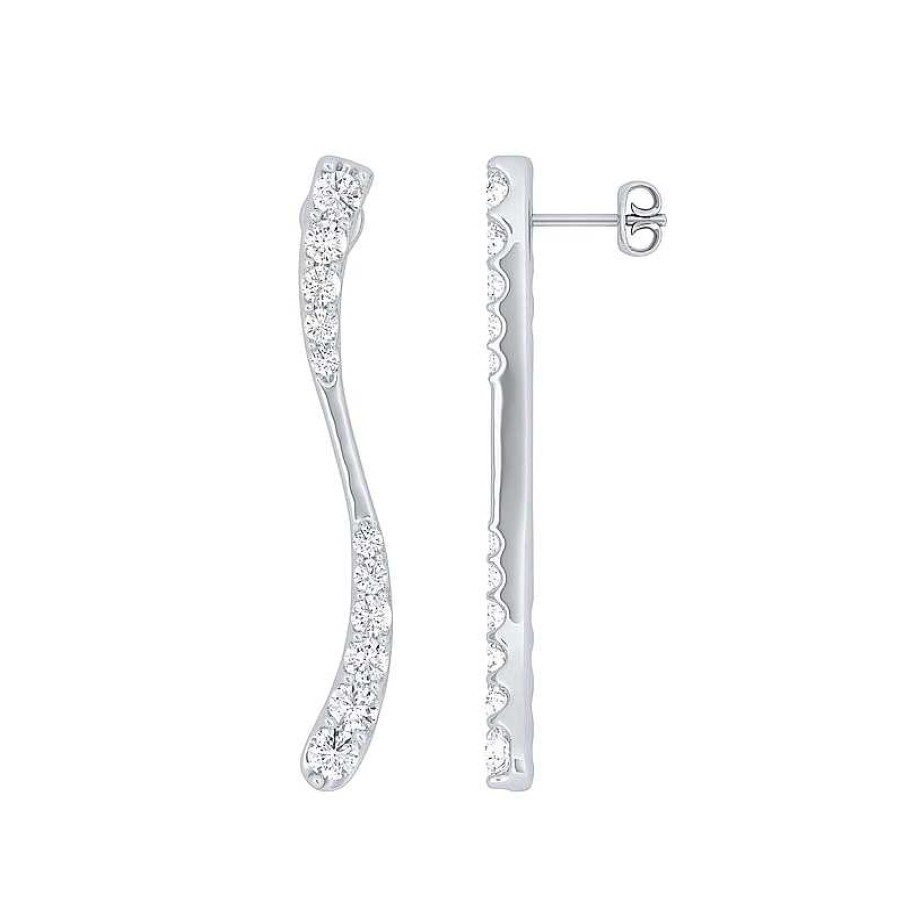 Zales 1-1/2 Ct. T.W. Journey Diamond Linear Wave Drop Earrings In 10K White Gold Earrings