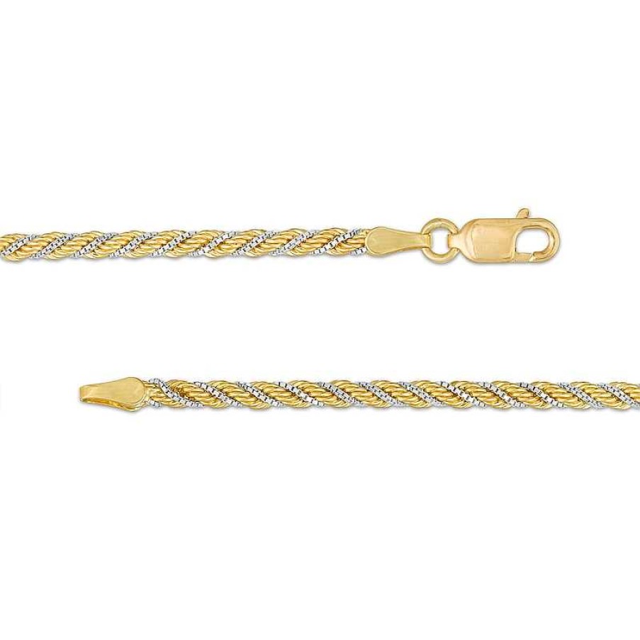 Zales 2.43Mm Cashmere Rope Chain Necklace In Hollow 10K Two-Tone Gold - 20" Necklaces