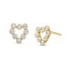 Zales Child'S Cubic Zirconia Heart Outline Stud Earrings In 14K Gold Earrings