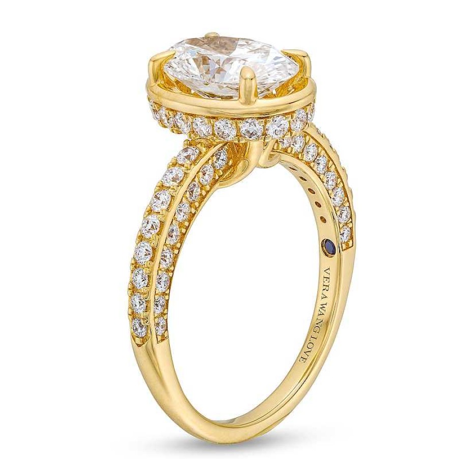 Zales True Lab-Created Diamonds By Vera Wang Love 2-3/4 Ct. T.W. Oval Diamond Bezel Frame Engagement Ring In 14K Gold (F/Vs2) Rings