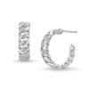 Zales 1/4 Ct. T.W. Diamond Alternating Curb Chain Link J-Hoop Earrings In Sterling Silver Earrings