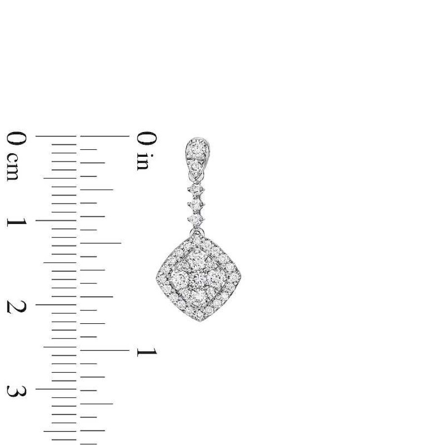 Zales 3/4 Ct. T.W. Lab-Created Diamond Tilted Square Drop Earrings In 10K White Gold Earrings