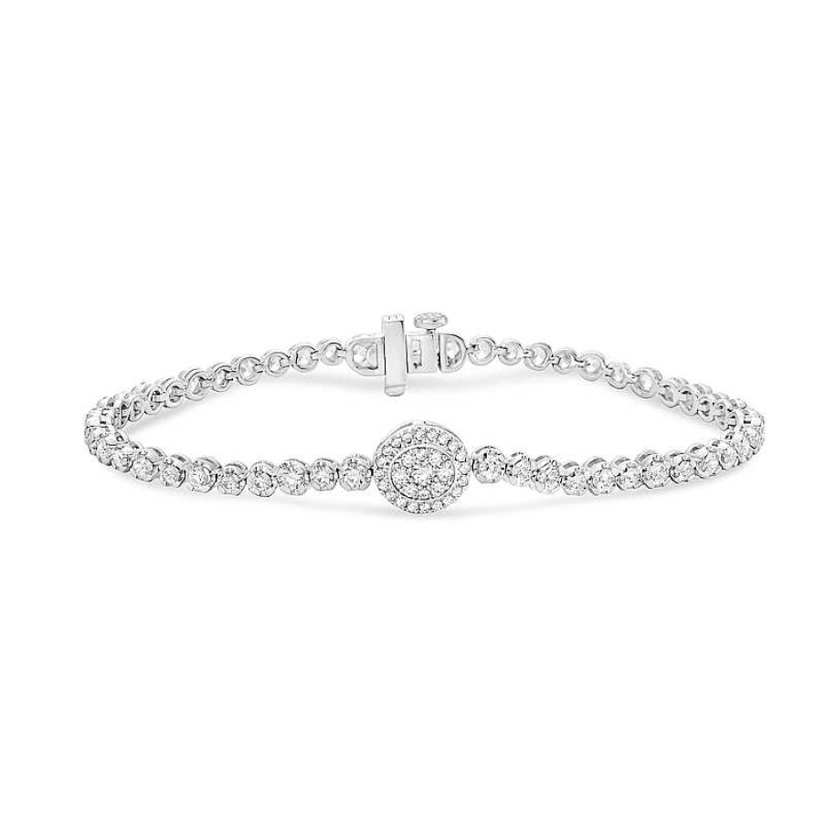 Zales 2-1/2 Ct. T.W. Multi-Diamond Frame Tennis-Style Bracelet In 10K White Gold Bracelets