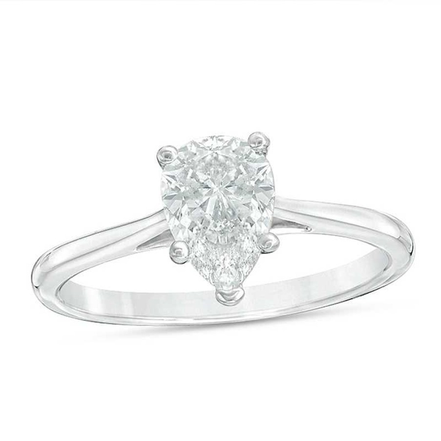 Zales 1 Ct. Certified Pear-Shaped Diamond Solitaire Engagement Ring In 14K White Gold (I/I2) Rings