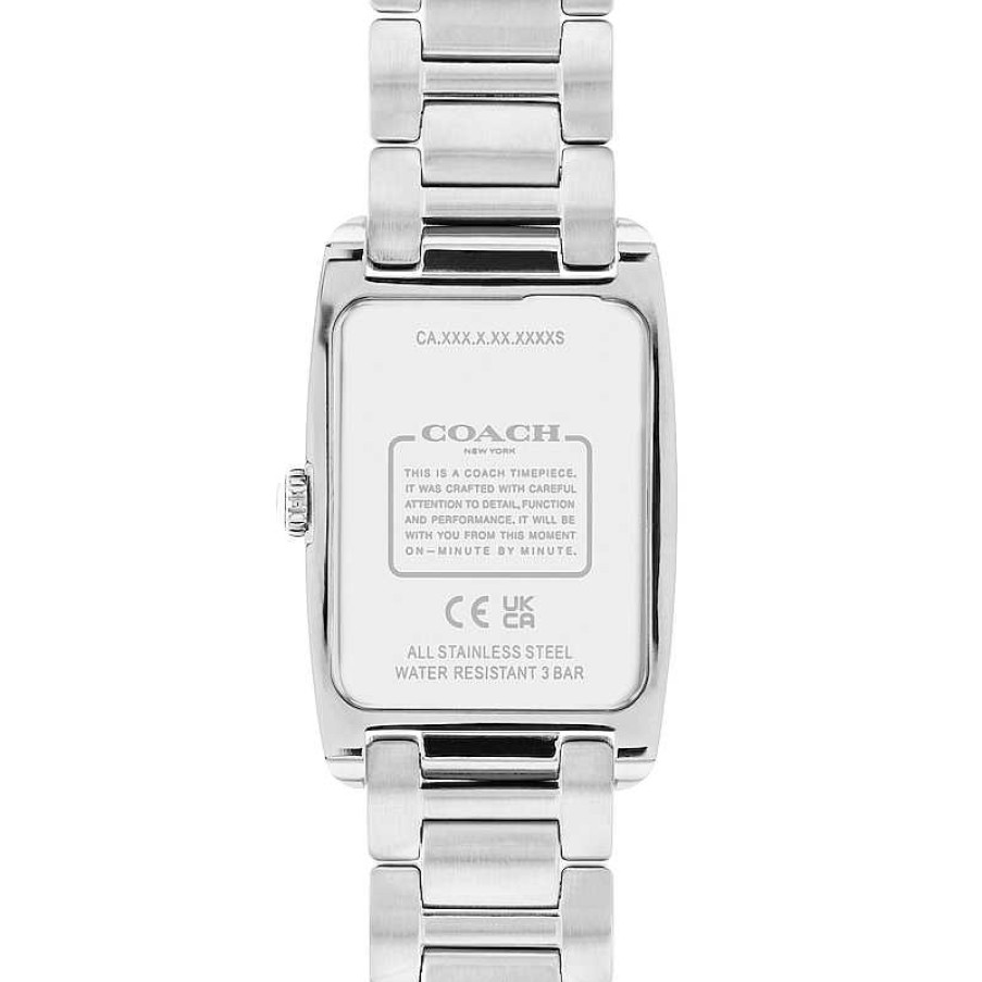 Coach Ladies' Coach Reese Crystal Accent Watch With Rectangular White Dial (Model: 14504315) Watches