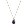 Zales Pear-Shaped Amethyst And White Lab-Created Sapphire Frame Pendant In Sterling Silver With 18K Gold Plate Necklaces