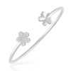 Zales 1/3 Ct. T.W. Diamond Flower Open Bangle In 10K White Gold Bracelets