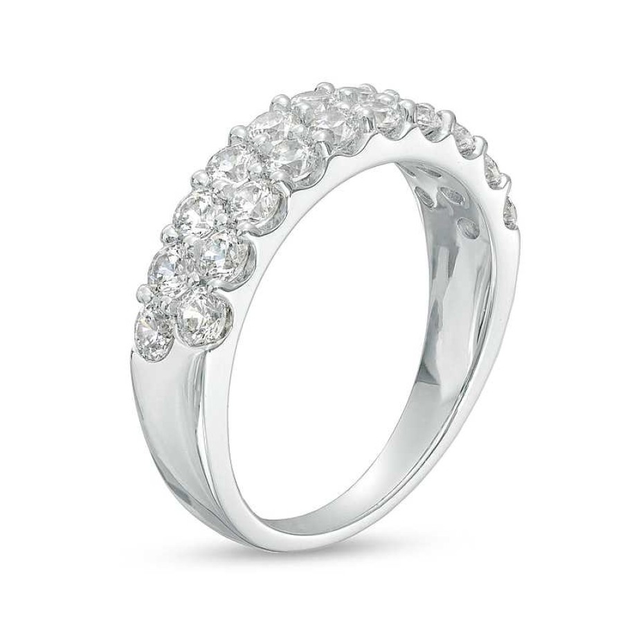 Zales 1-1/2 Ct. T.W. Certified Lab-Created Diamond Double Row Anniversary Band In 14K White Gold (F/Vs2) Rings