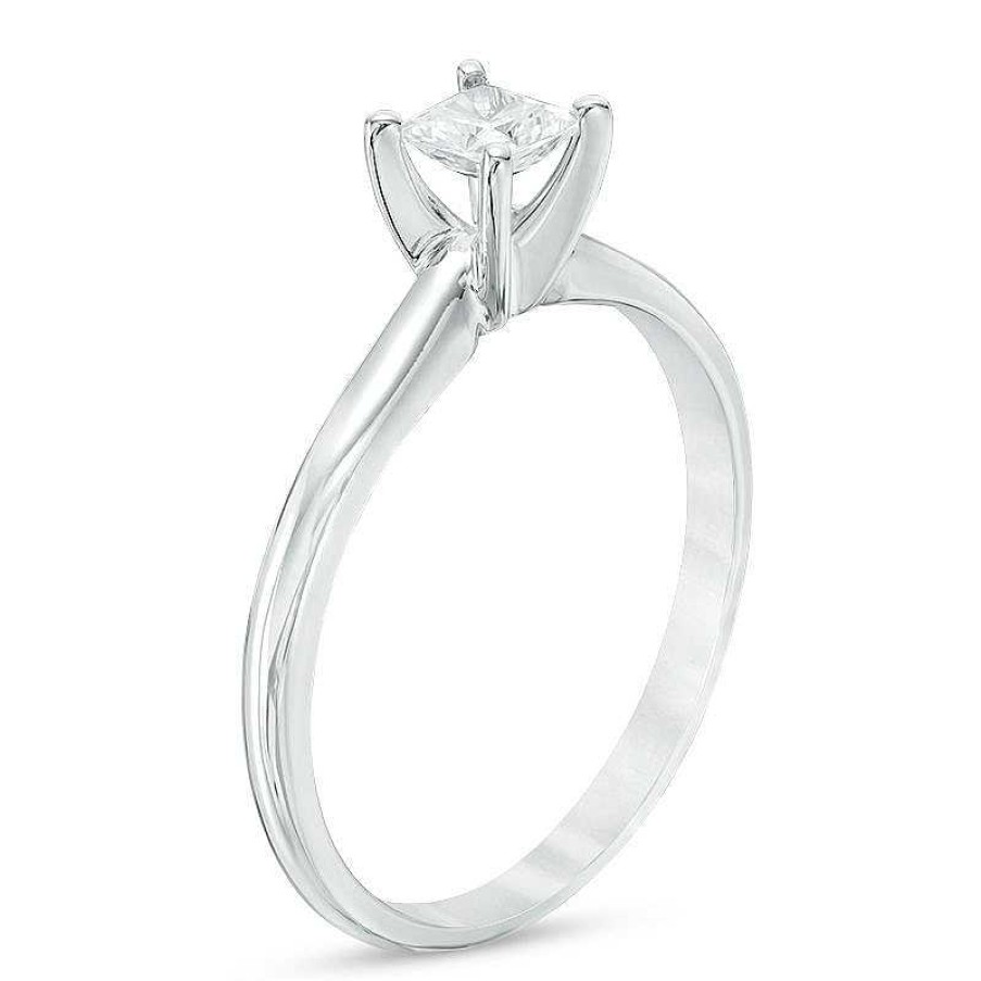 Zales 1/3 Ct. Princess-Cut Diamond Solitaire Engagement Ring In 14K White Gold (I/I2) Rings