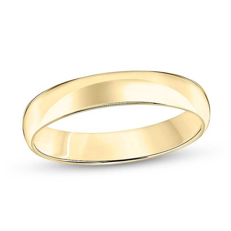 Zales 4.0Mm Engravable Low Dome Comfort-Fit Wedding Band In 14K Gold (1 Line) Rings