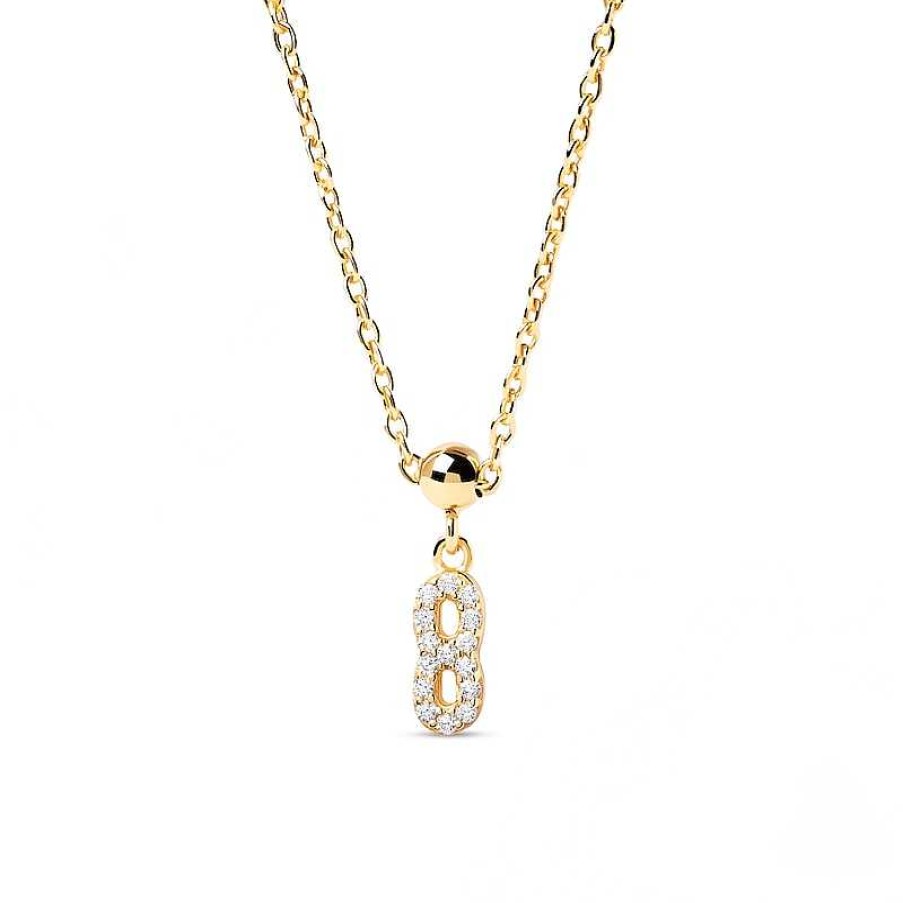 Zales Pdpaola At Zales Cubic Zirconia Number "8" Bead Charm In Sterling Silver With 18K Gold Plate Necklaces