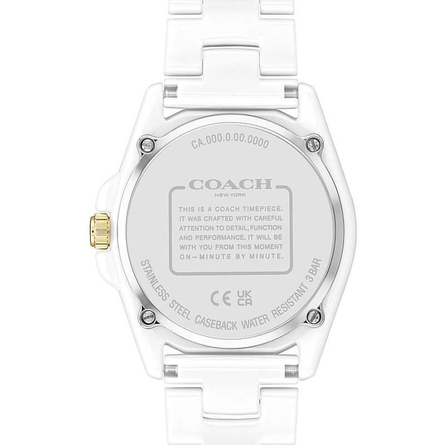 Coach Ladies' Coach Greyson Crystal Accent White Ceramic Watch (Model: 14503925) Watches