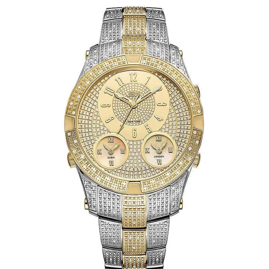 JBW Men'S Jbw Jet Setter Iii 1-1/5 Ct. T.W. Diamond 18K Gold Plate Two-Tone Watch (Model: J6348C) Watches