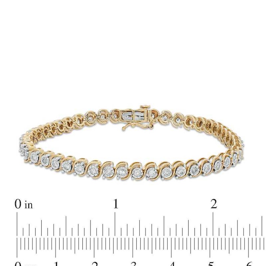 Zales 1/2 Ct. T.W. Diamond "S" Tennis Bracelet In 10K Two-Tone Gold Bracelets