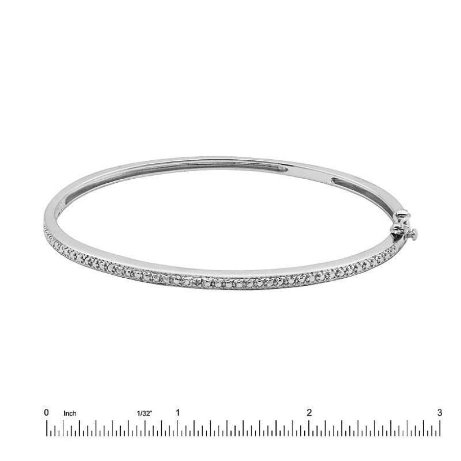 Zales Diamond Accent Diamond-Cut Bangle In Sterling Silver Bracelets