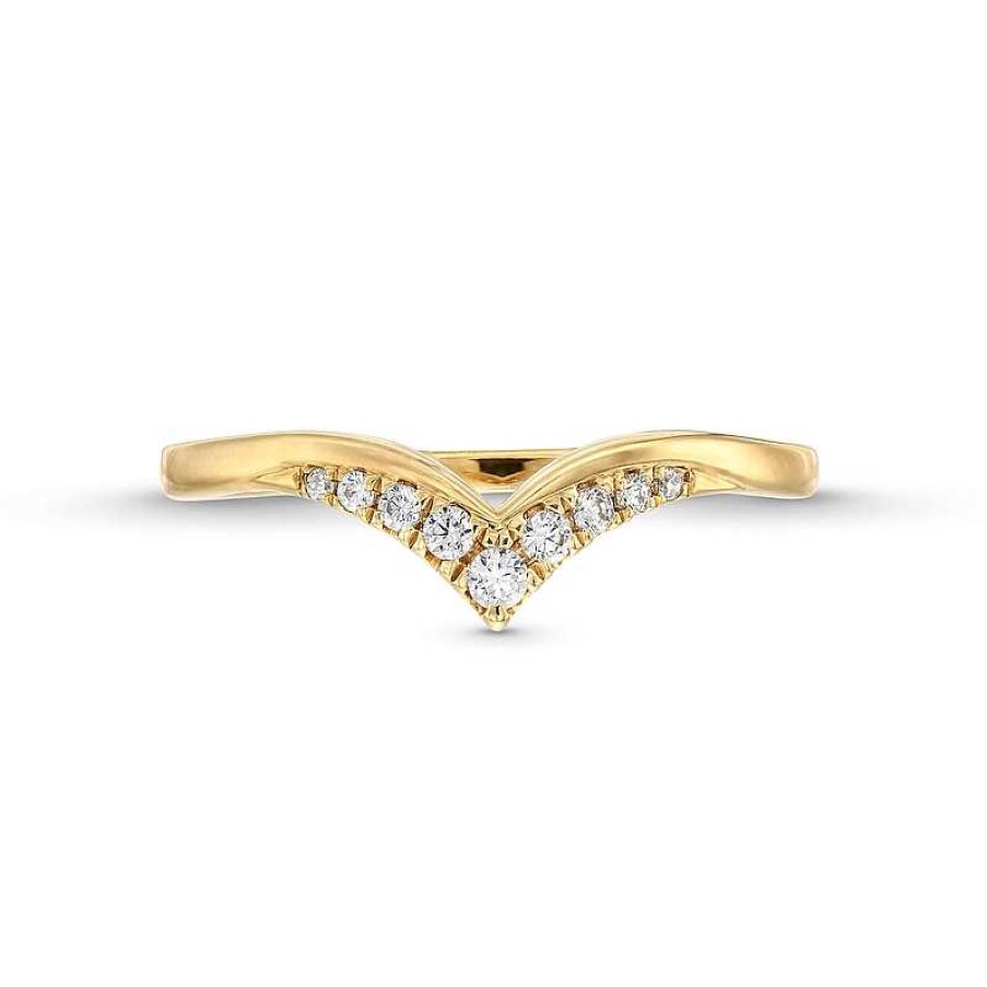 Zales 1/8 Ct. T.W. Diamond Graduated Chevron Anniversary Band In 10K Gold Rings