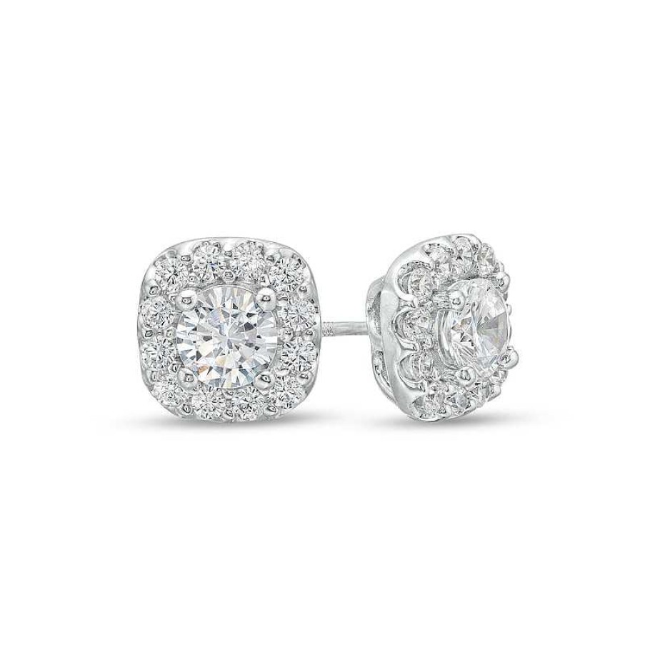 Zales 1-1/2 Ct. T.W. Diamond Cushion-Shaped Frame Stud Earrings In 10K White Gold Earrings