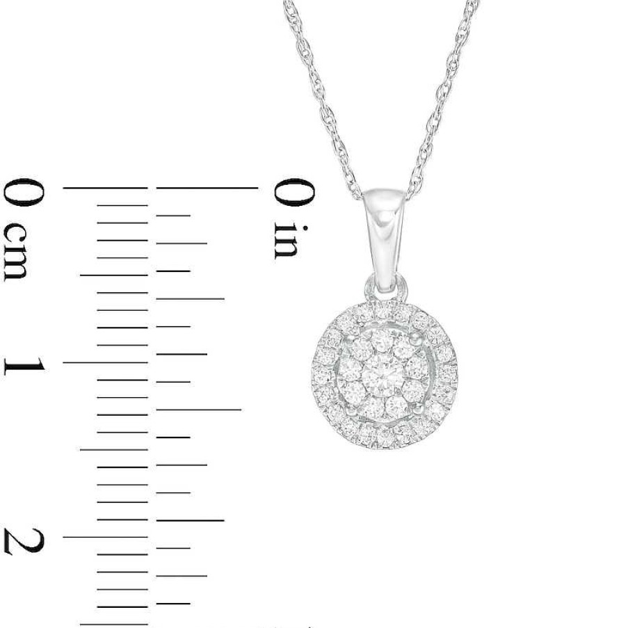 Zales 1/4 Ct. T.W. Diamond Double Frame Pendant In 10K White Gold Necklaces