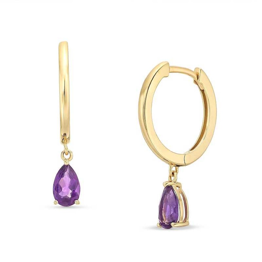 Zales Pear-Shaped Amethyst Drop Earrings In 10K Gold Earrings