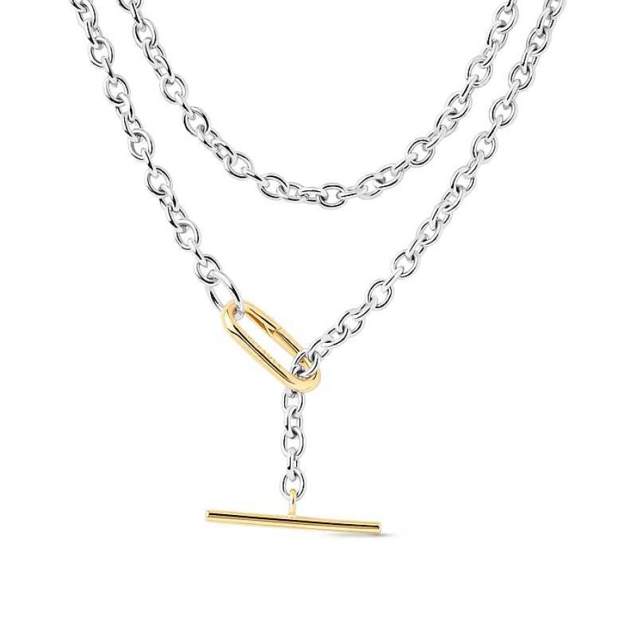 Zales Pdpaola At Zales Paperclip Toggle Cable Chain Necklace In Brass And 18K Gold Plate - 34.25" Necklaces