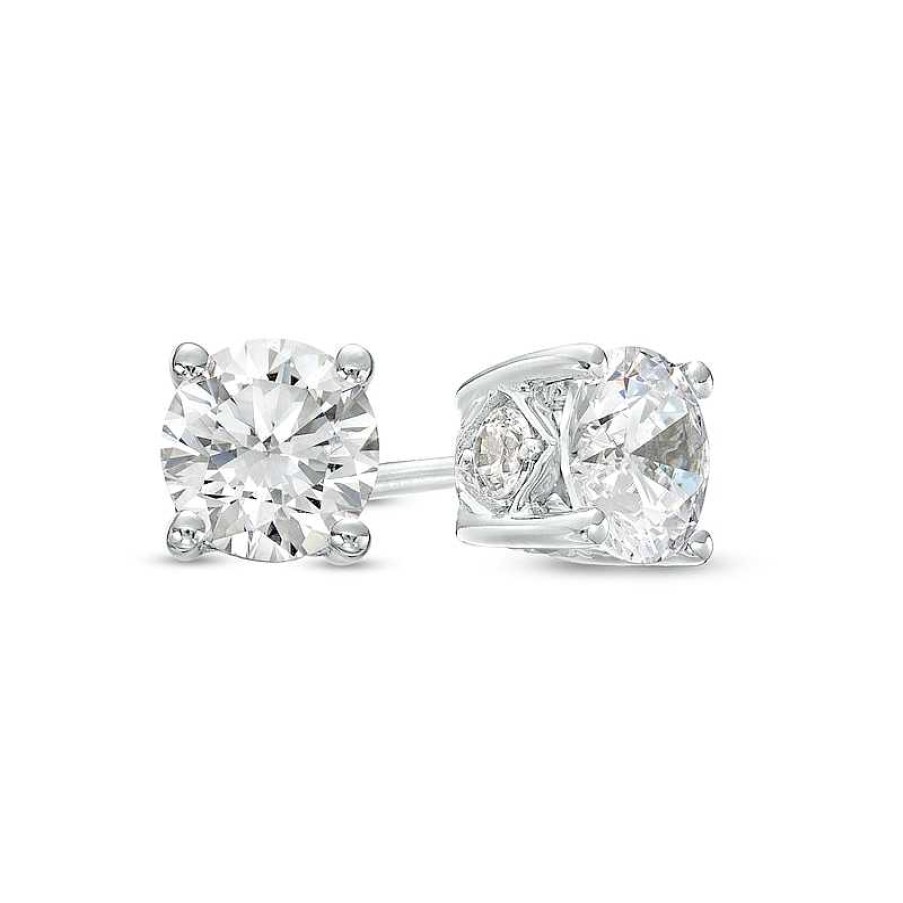 Zales 7/8 Ct. T.W. Diamond Solitaire Stud Earrings In 10K White Gold (J/I3) Earrings