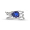 Zales Pear-Shaped Blue And White Lab-Created Sapphire Orbit Ring In 10K White Gold Rings