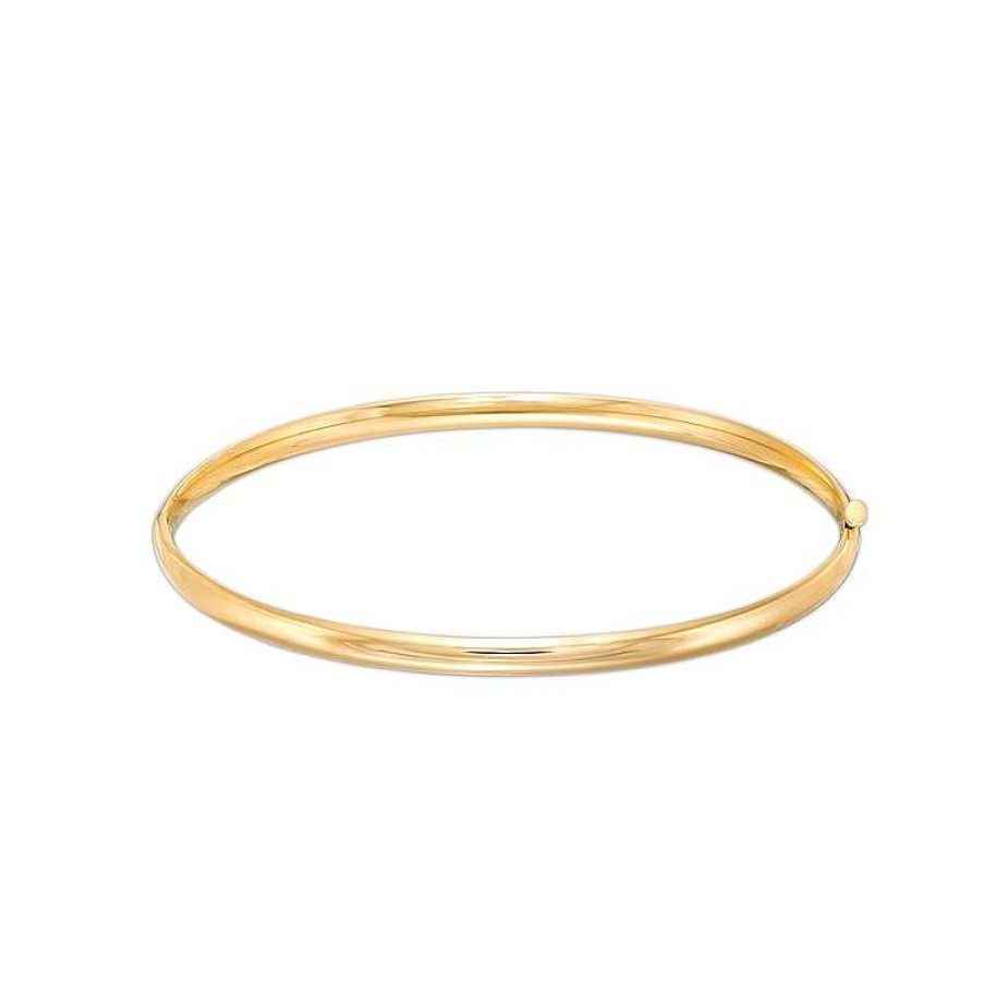 Zales Polished 3.2Mm Bangle In Hollow 14K Gold - 7.5" Bracelets