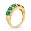 Zales Oval Lab-Created Emerald And 1/4 Ct. T.W. Diamond Column Five Stone Ring In 10K Gold Rings