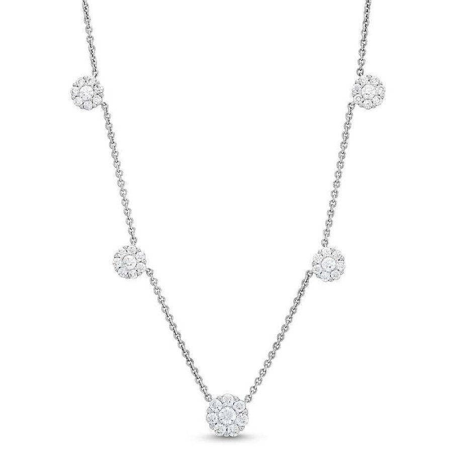 Zales 1-1/2 Ct. T.W. Diamond Flower Station Necklace In 10K White Gold Necklaces