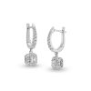 Zales 3/4 Ct. T.W. Princess-Cut Diamond Cushion-Shaped Frame Dangle Hoop Earrings In 10K White Gold Earrings