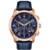 Bulova Men'S Bulova Classic Chronograph Rose-Tone Strap Watch With Blue Dial (Model: 97B170) Watches