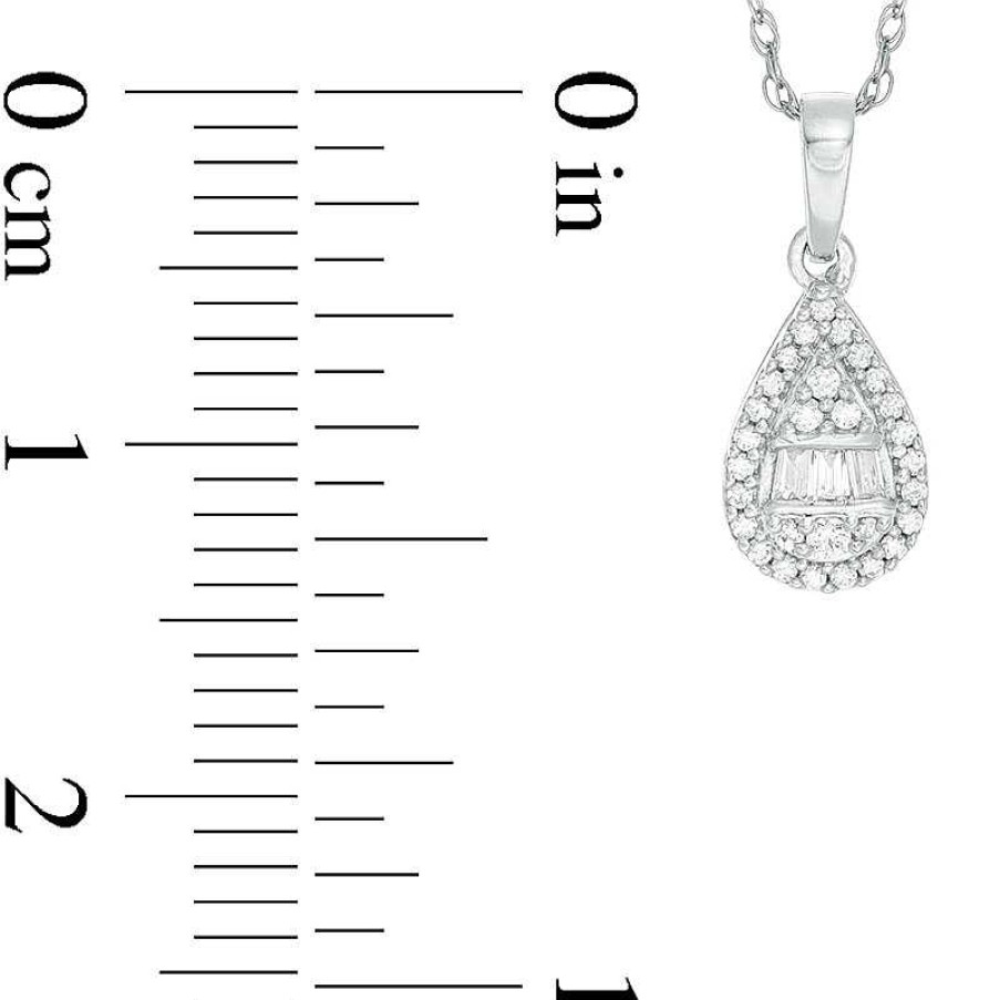 Zales 1/6 Ct. T.W. Pear-Shaped Multi-Diamond Frame Pendant In 10K White Gold Necklaces