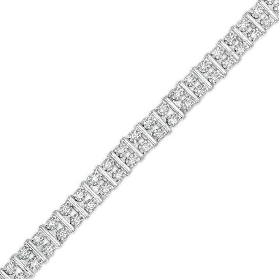 Zales 1 Ct. T.W. Diamond Duos Line Bracelet In Sterling Silver - 7.5" Bracelets