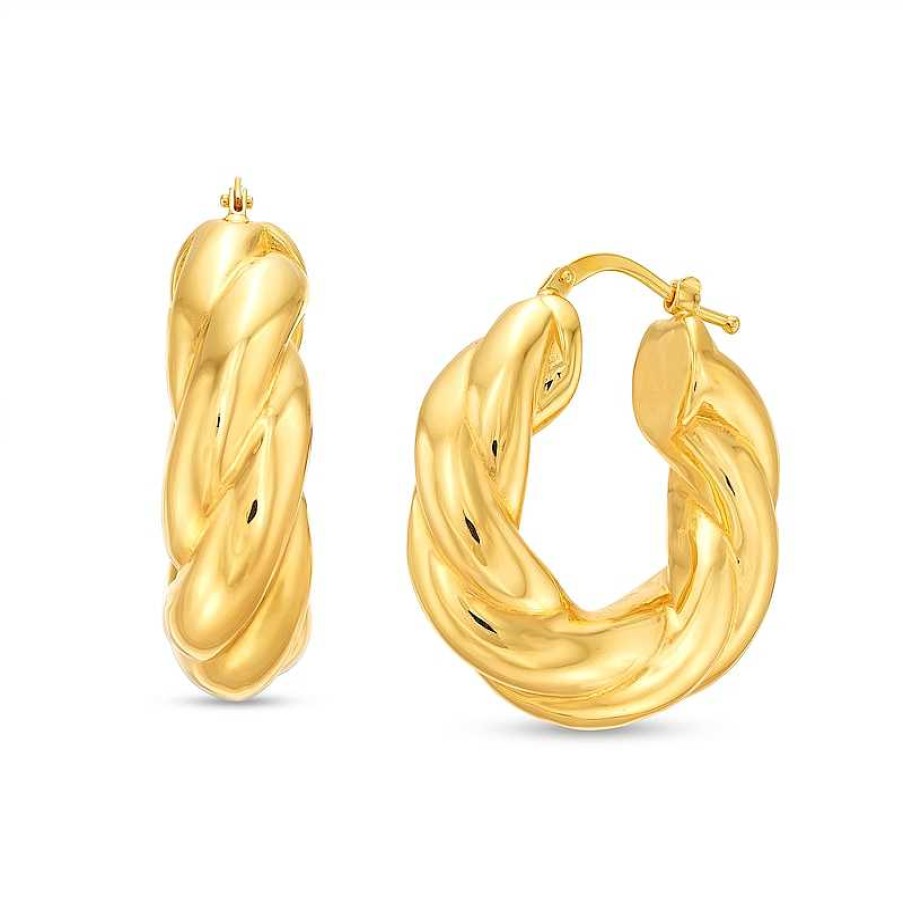 Zales 27.0Mm Sculpted Hollow 14K Gold Twist Hoop Earrings Earrings