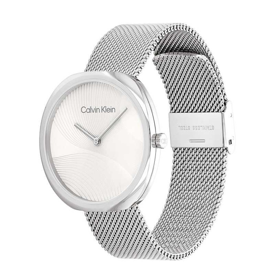 Calvin Klein Ladies' Calvin Klein Mesh Watch With White Dial (Model: 25200245) Watches