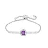 Zales 7.0Mm Cushion-Cut Amethyst And Lab-Created White Sapphire Frame Bolo Bracelet In Sterling Silver - 9.0" Bracelets