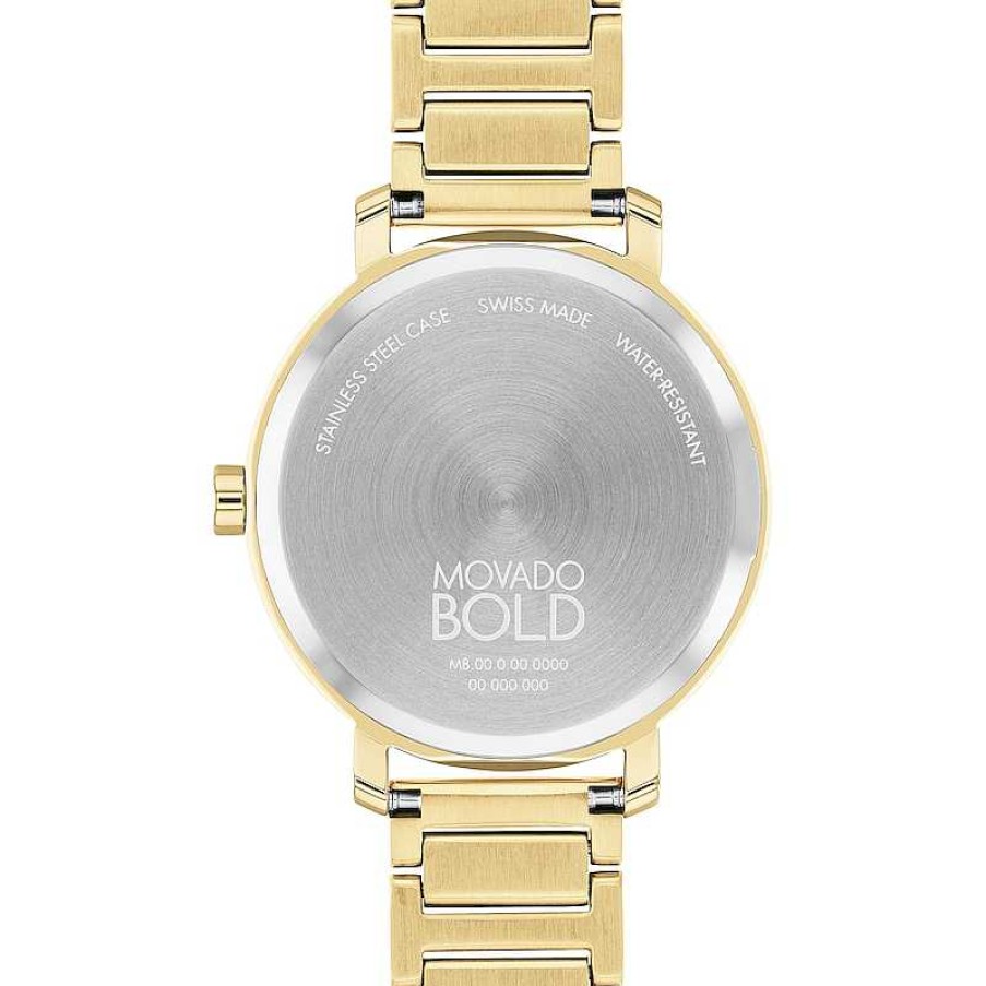 Movado Ladies' Movado Bold® Evolution Crystal Accent Gold-Tone Ip Watch With Textured Tonal Gold-Tone Dial (Model: 3601106) Watches