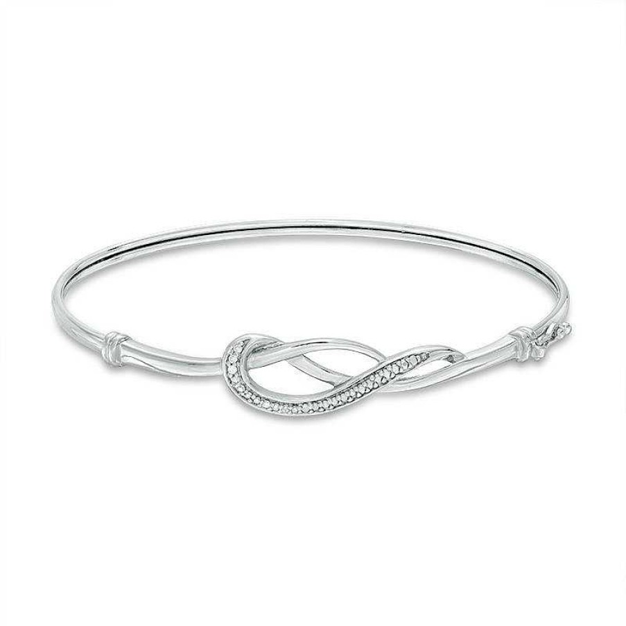 Zales Diamond Accent Loop Bangle In Sterling Silver Bracelets