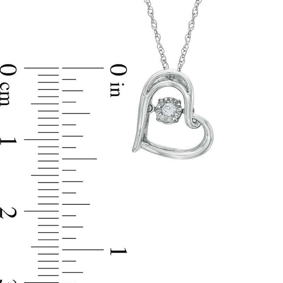 Zales Diamond Accent Tilted Heart Pendant In Sterling Silver Necklaces