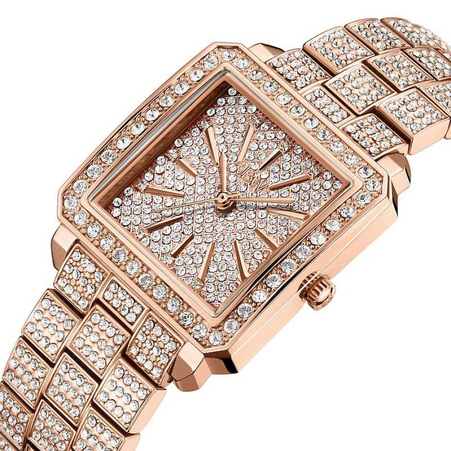 JBW Ladies' Jbw Cristal Square 1/8 Ct. T.W. Diamond And Crystal Accent 18K Rose Gold Plate Watch (Model: J6386B) Watches