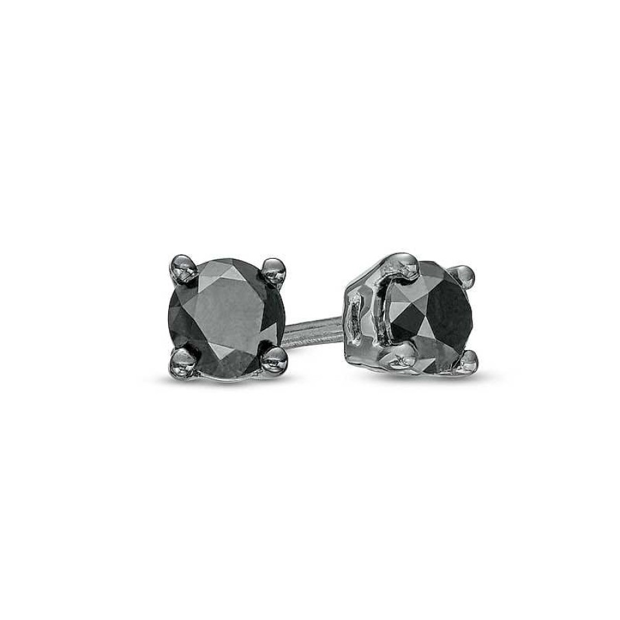 Zales 1/2 Ct. T.W. Black Diamond Solitaire Stud Earrings In 10K White Gold Earrings