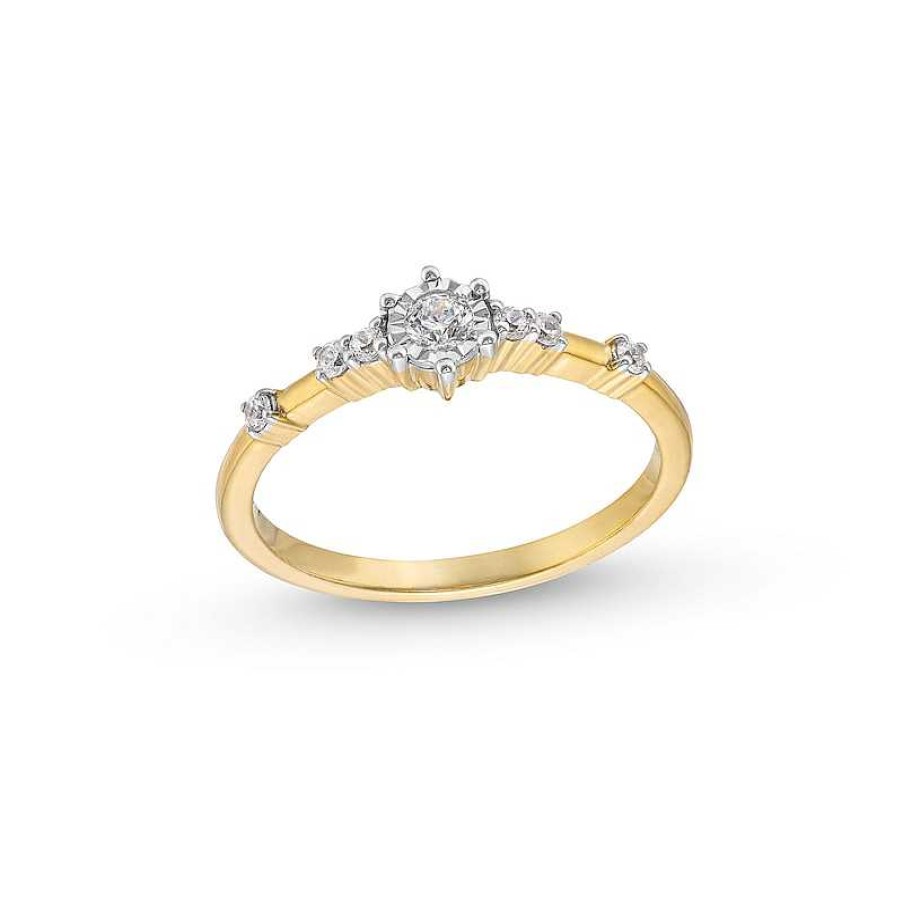 Zales 1/6 Ct. T.W. Diamond Station Promise Ring In 10K Gold Rings