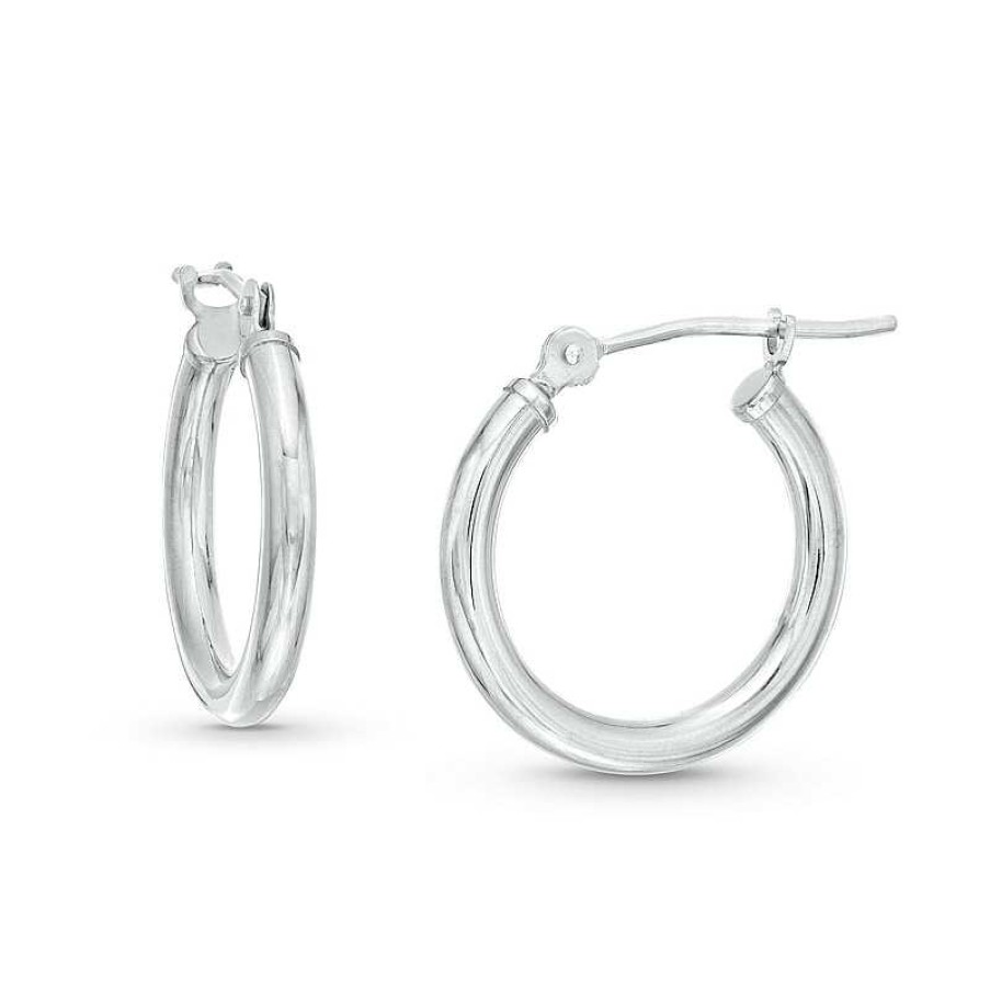 Zales 16.0Mm Tube Hoop Earrings In 14K White Gold Earrings