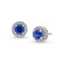 Zales Blue Sapphire And 1/10 Ct. T.W. Diamond Frame Stud Earrings In 10K White Gold Earrings