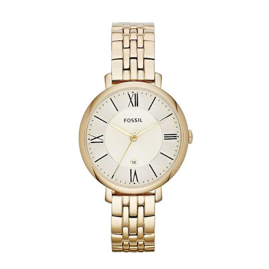 Fossil Ladies' Fossil Jacqueline Gold-Tone Watch With Champagne Dial (Model: Es3434) Watches