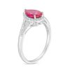 Zales Pear-Shaped Lab-Created Ruby And White Lab-Created Sapphire Frame Split Shank Ring In Sterling Silver Rings