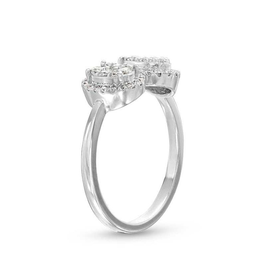 Zales 1/2 Ct. T.W. Pear And Oval Multi-Diamond Frame Two Stone Ring In 10K White Gold Rings