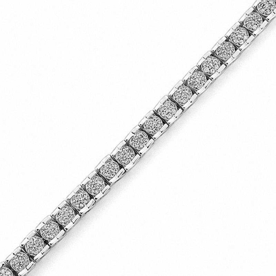 Zales 3 Ct. T.W. Diamond Cluster Tennis Bracelet In Sterling Silver (H-I/I2-I3) Bracelets