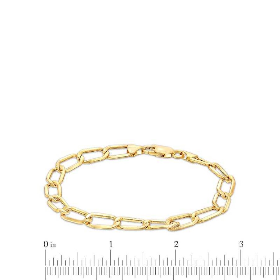 Zales 6.4Mm Open Oval-Shaped Curb Chain Bracelet In Hollow 14K Gold - 7.5" Bracelets